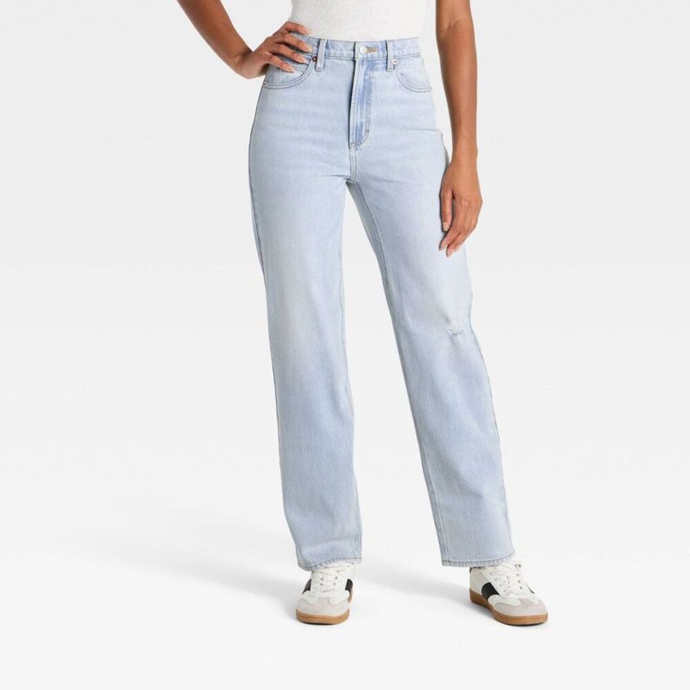 Women's Vintage Straight Pants - Universal Thread Light Wash 4